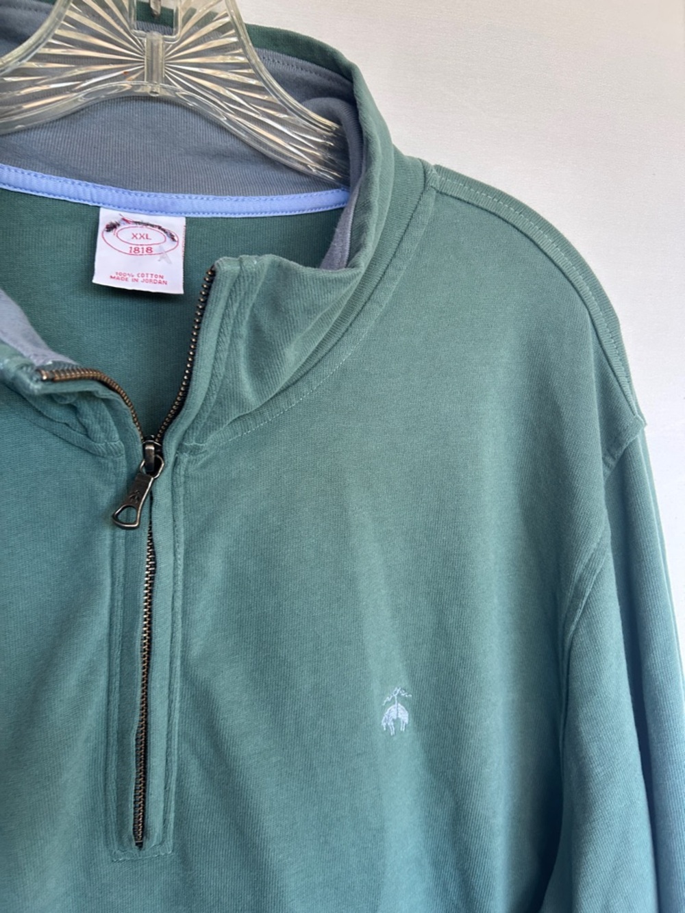 Brooks Brothers Mens 1/4 Zip Pullover green Xxl 2XL Shirt Casual Everyday Preppy